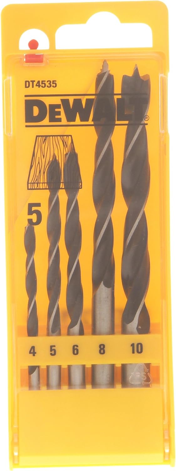 DEWALT Brad Point Wood Drill Bit Set (5 pc.), DT4535-QZ, Farbe, 4mm, 5mm, 6mm, 8mm, 10mm