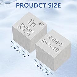 Indium Element Cube 0.39" Density Metal Cube 10MM