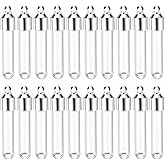 HARFINGTON 20 Pcs Name on Rice Glass Vial Pendant 6mm Widths Mini Glass Bottles, for Necklace Wish Bottle DIY Pendant Craft Souvenirs