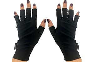 ManiGlovz The Original Dermatologist Recommended UPF 50+ UV Protective Manicure and Sunblock Fingerless Gloves, Sun Protection, Driving and Gel Manicure in Black Magic