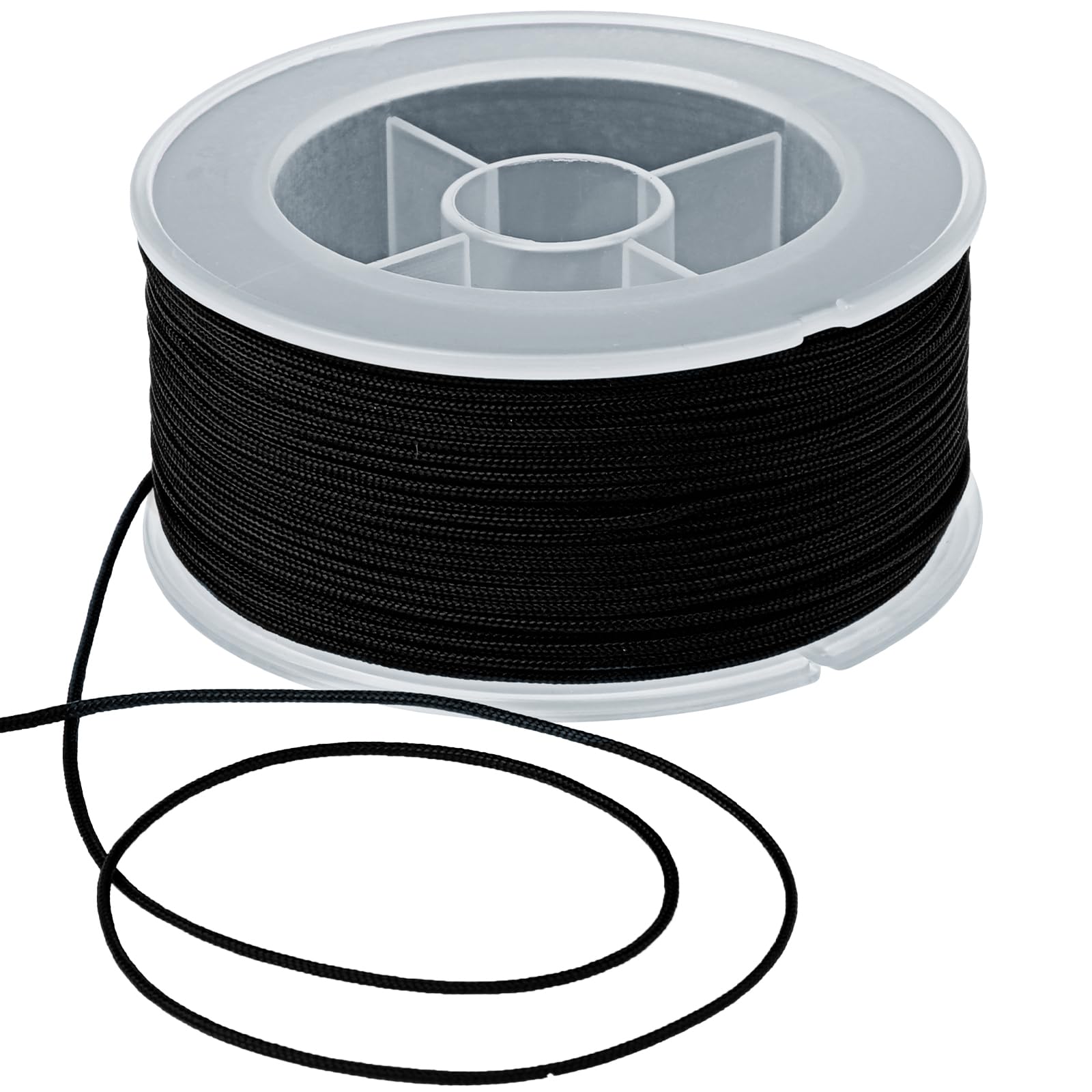 0.8mm 71 Yards Black Nylon Cord Satin String for Bracelet Jewelry Making Cord Satin String for Bracelet Necklace Nylon Thread Trim(Black)