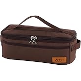 Camping Travel Cooking Utensils Organizer Travel Bag with Net Pockets, Portable Pouch for BBQ Camp Cookware Kitchen Kit,13x5.1x4.9inch (Oxford Cloth, Nylon, Metal)