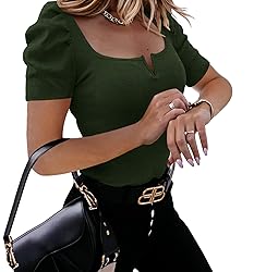 Womens Cute Ruffled Short Sleeve Top Square Neck