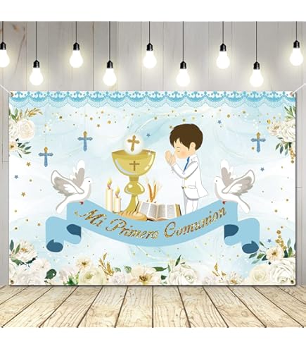 YongFoto Mi Bautizo Round Backdrop Cover First Holy Communion Newborn Baby Shower Photography Background 4ft Little Angel Crosses Peace Dove Floral Pampas Garland Baptism Party Christening Supplies