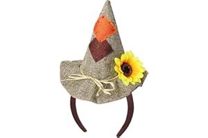 HEYFIZZ Scarecrow Hat Headband for Adults,Small Scarecrow Costume Accessories for Women Halloween Cosplay,One Size