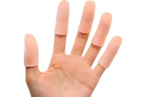 Bukihome 12 PCS Gel Finger Cots, Finger Protectors, Finger Sleeves for Protect Fingertips, Hand Eczema, Finger Cracking and More (Champagne (color))