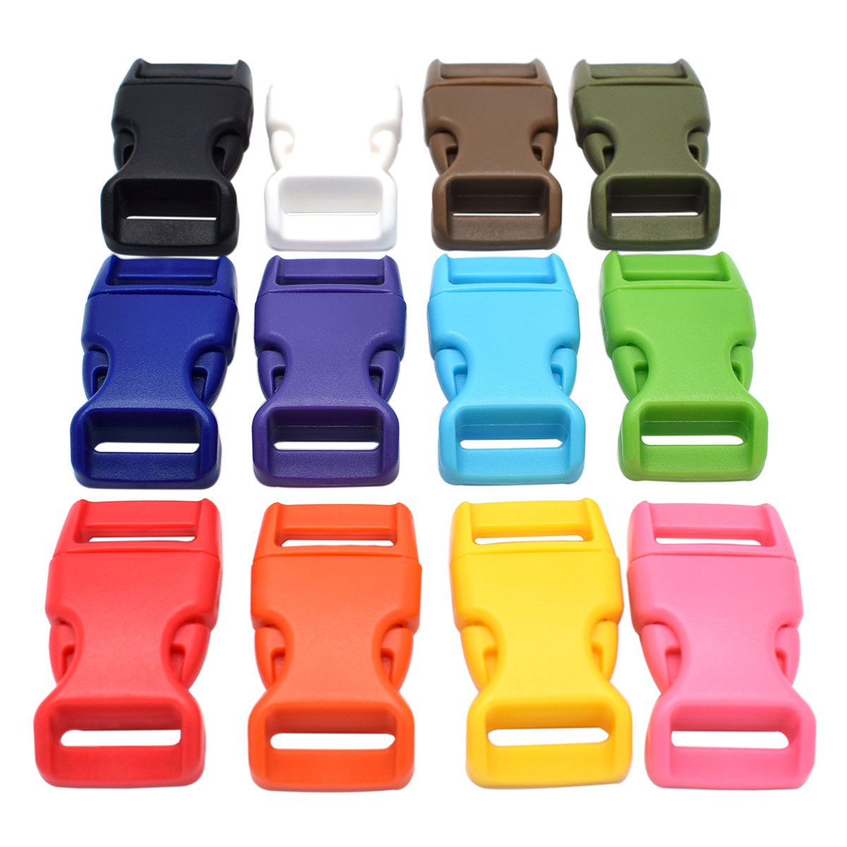 KEEJEA Unisex Contoured Side Release Plastic Mixed Coloured Buckle pack of 60