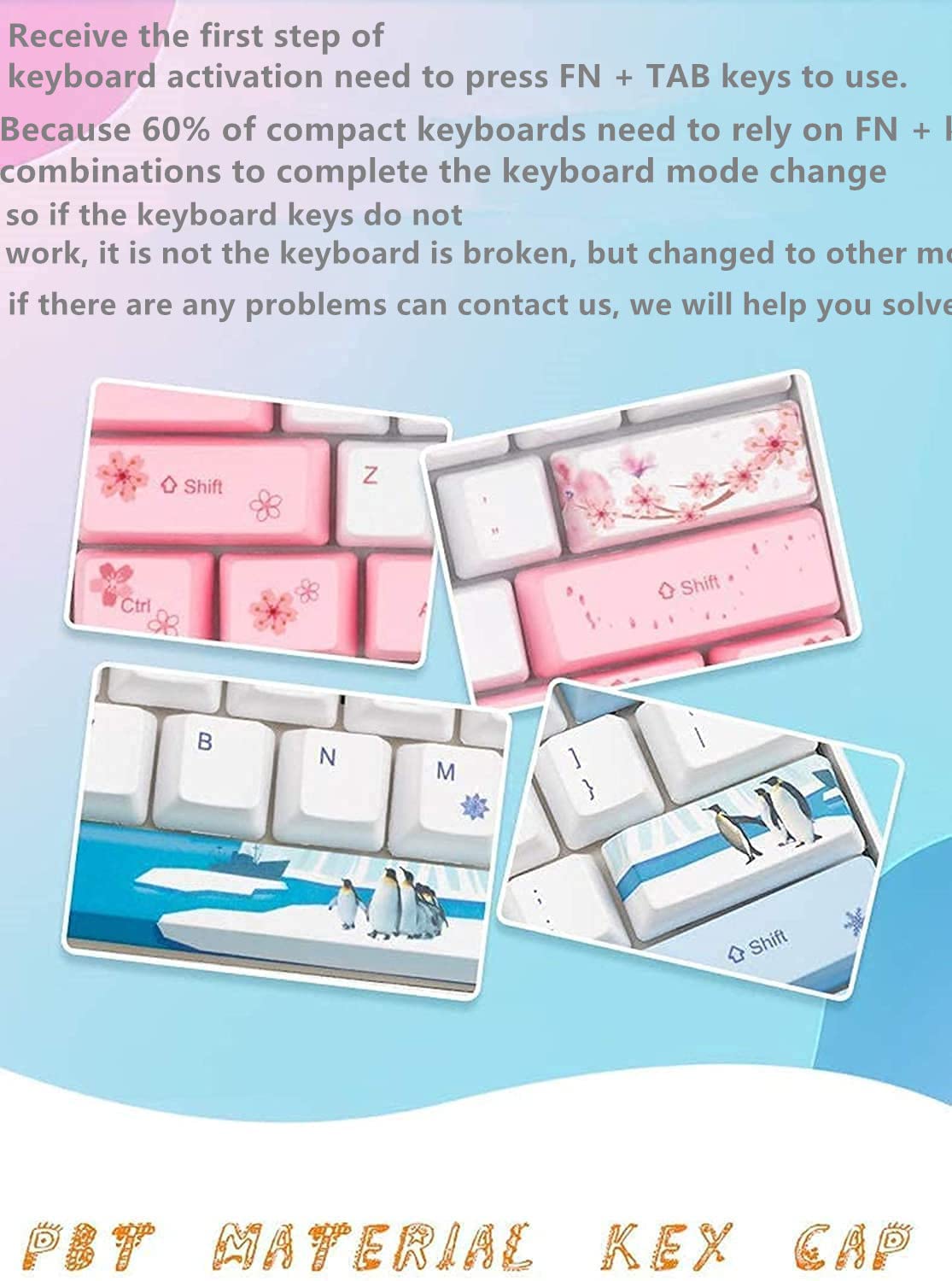 Manbala ZMX Cherry Blossom 61 Mechanical Keyboard,60%Compact Mechanical 61Keys 5.0Bluetooth/Type-C Wired Dual-Mode RGB Backlit Five-Sided Sublimation PBT Keycap Gaming Keyboard (Red Switch, Pink)