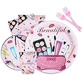 Spa Party Decorations - Spa Day Makeup Birthday Party Tableware Set Includes Plates, Forks, Cups, Napkins, Spa Theme Supplies Kit for Girls Kids Princess | Serve 24
