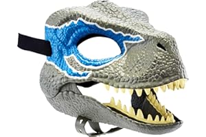 Mattel Jurassic World Dominion Velociraptor Blue Dinosaur Mask, Movie-inspired Role Play Toy with Opening Jaw, Realistic Design
