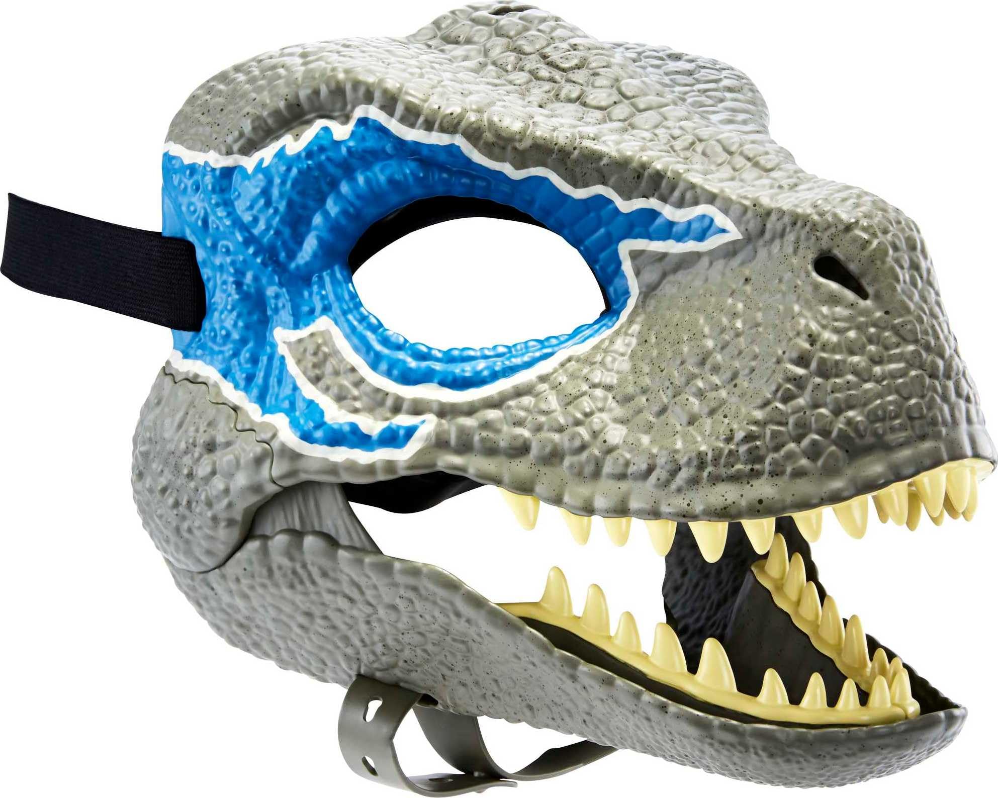 Photo 1 of Mattel Jurassic World Dominion Velociraptor Blue Dinosaur Mask, Movie-inspired Role Play Toy with Opening Jaw, Realistic Design
