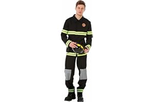 HAUNTLOOK Five-Alarm Firefighter Men's Halloween Costume - Hot Fireman, Emergency Outfit