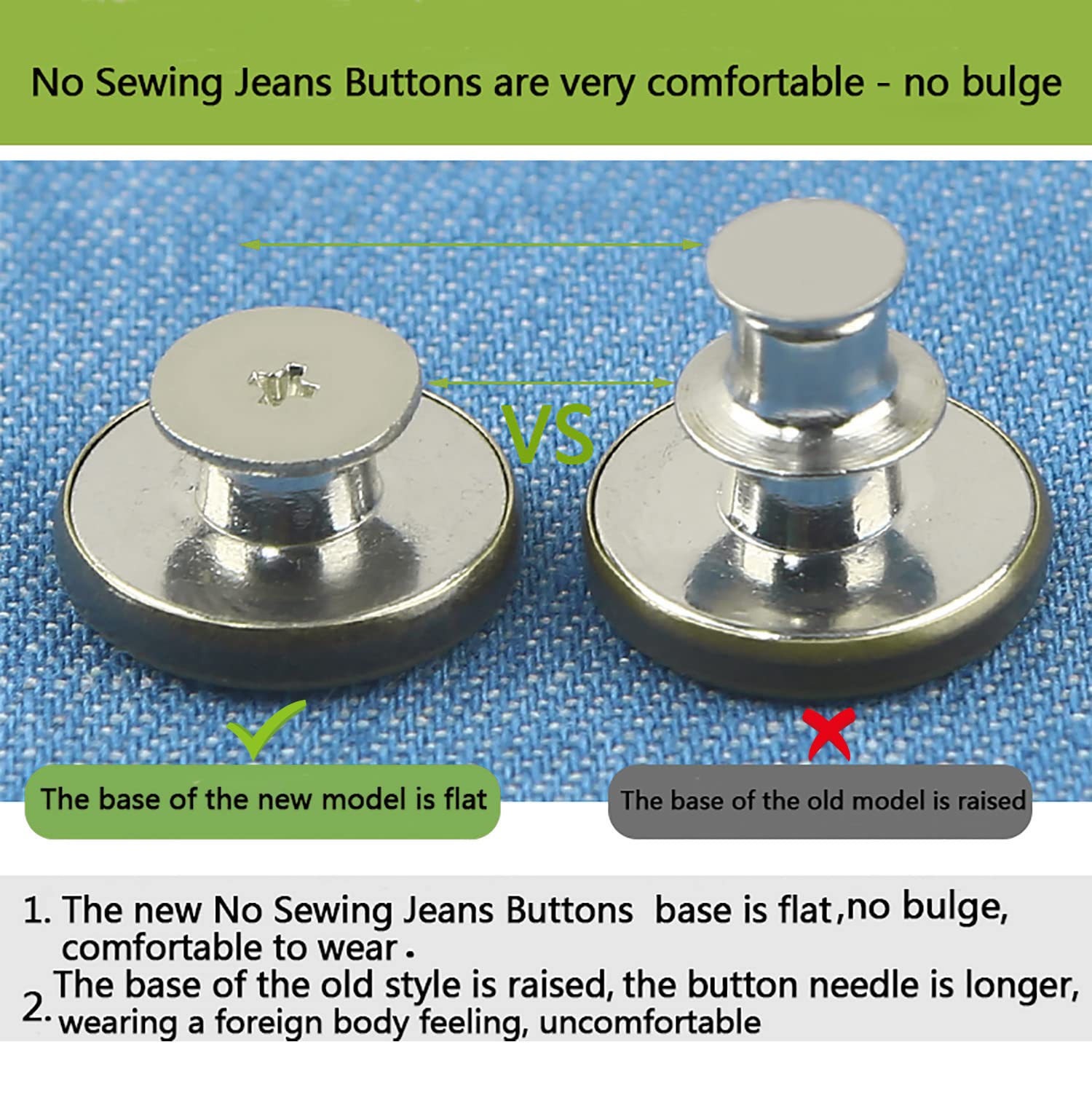 GIYOMI 20mm No Sewing Jeans Buttons Replacement Kit with Metal Base,12 Sets Nailess Removable Metal Buttons Replacement Repair Combo Thread Rivets and Screwdrivers (0.79 inch)