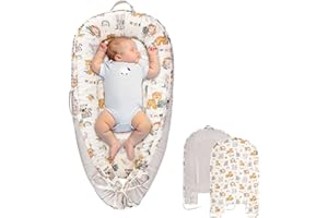 Jundetye Baby Lounger Cover for Boys Girls, Reversible Baby Nest Cover, Adjustable Baby Lounger Replaceable Cover for Infant Newborn, Portable and Machine Washable, Cotton Gray Elephant Cover Only