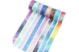 Molshine Set of 8 Japanese Washi Masking Tape, Galaxy Washi Tape, Sticky Paper Tape for DIY, Decorative Craft, Gift Wrapping,