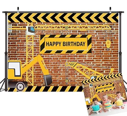 Fanghui 7x5ft Boys Construction Theme Party Photography Backdrops