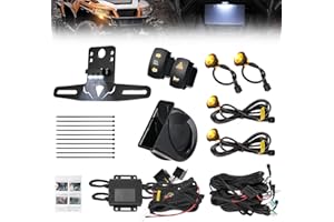 KEMIMOTO UTV Turn Signal Kit with 110D Horn and License Plate Holder with Light, Pre-Wired, Plug and Play UTV ATV Blinker with Rocker Switch Compatible with Polaris, Can-Am, Teryx, CFMOTO