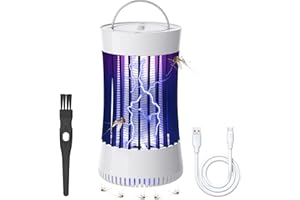 Phosooy 2-in-1 Indoor Electric Bug Zapper with Fan, Chargeable 1500V High Voltage Mosquitoes Killer with Hanger, Small Fly Insects Lamp Trap Catching Moth Gnat Fruit Flies, White