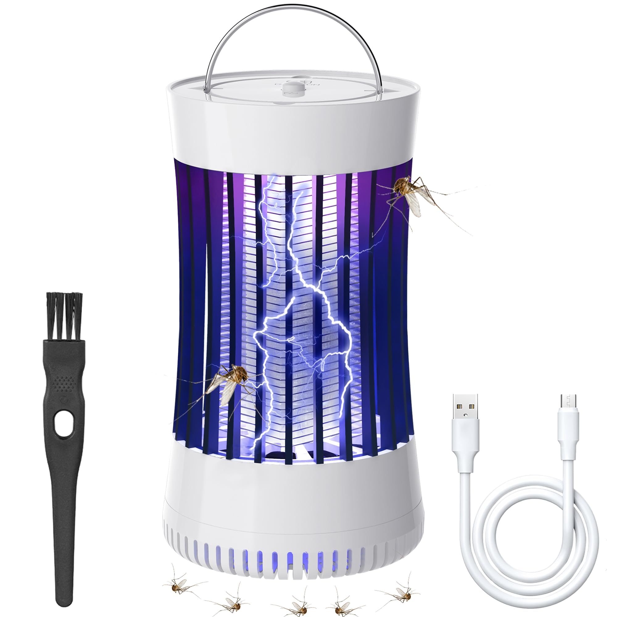 Photo 1 of Phosooy 2-in-1 Indoor Electric Bug Zapper with Fan, Chargeable 1500V High Voltage Mosquitoes Killer with Hanger, Small Fly Insects Lamp Trap Catching Moth Gnat Fruit Flies, White