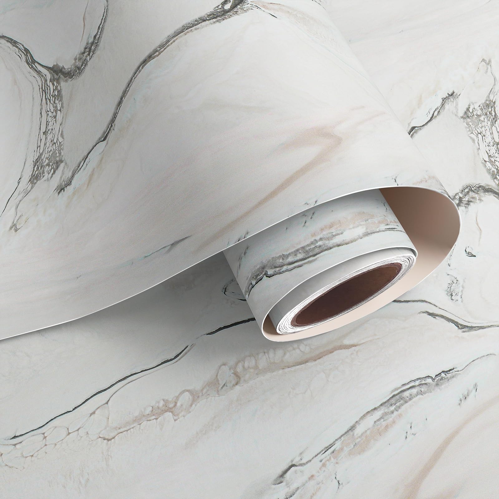 VaryPaper Peel and Stick White Pink Marble Effect Wallpaper 40cmx200cm Sticky Back Plastic Marble Contact Paper for Kitchen Countertops White Marble Vinyl Wrap for Furniture Worktop Vinyl Covering