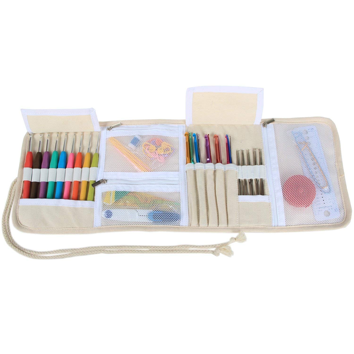 Teamoy Crochet Hook Case, Roll Bag Holder Organizer for Various Crochet Needles and Knitting Accessories, Cartoon Cats