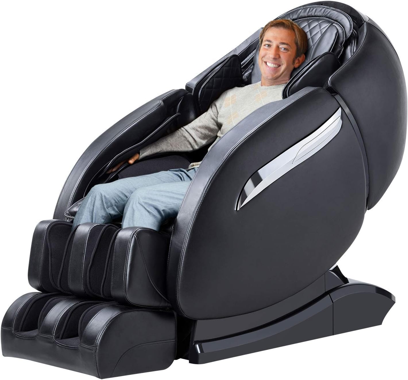 TinyCooper Massage Chair Recliner, Zero Gravity Massage Chair, Full Body Shiatsu Massage Chair with SL Double Track, 3D Robot Hands, Yoga Stretching, Bluetooth Speaker& Air Massage (Black)