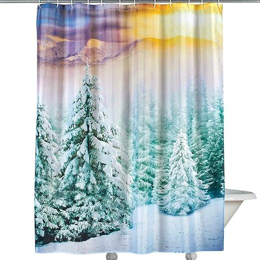 Amazon Com Collections Etc Snowy Mountain Seasonal Shower Curtain