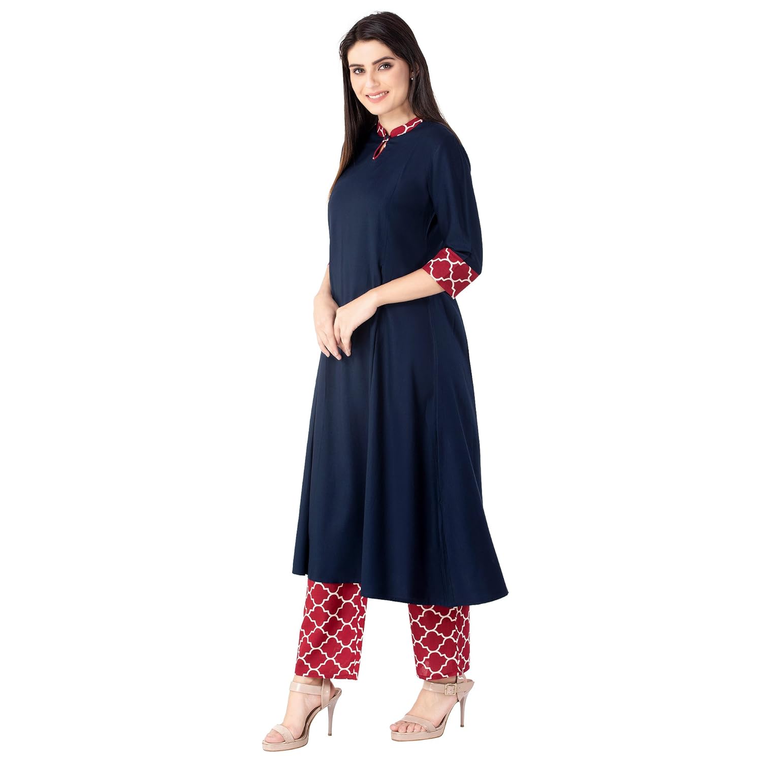 khushal k women's rayon kurta with palazzo pant set