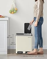 SONGMICS Dual Rubbish Bin Two Compartment 15 L Pedal Lids Soft Close view 7