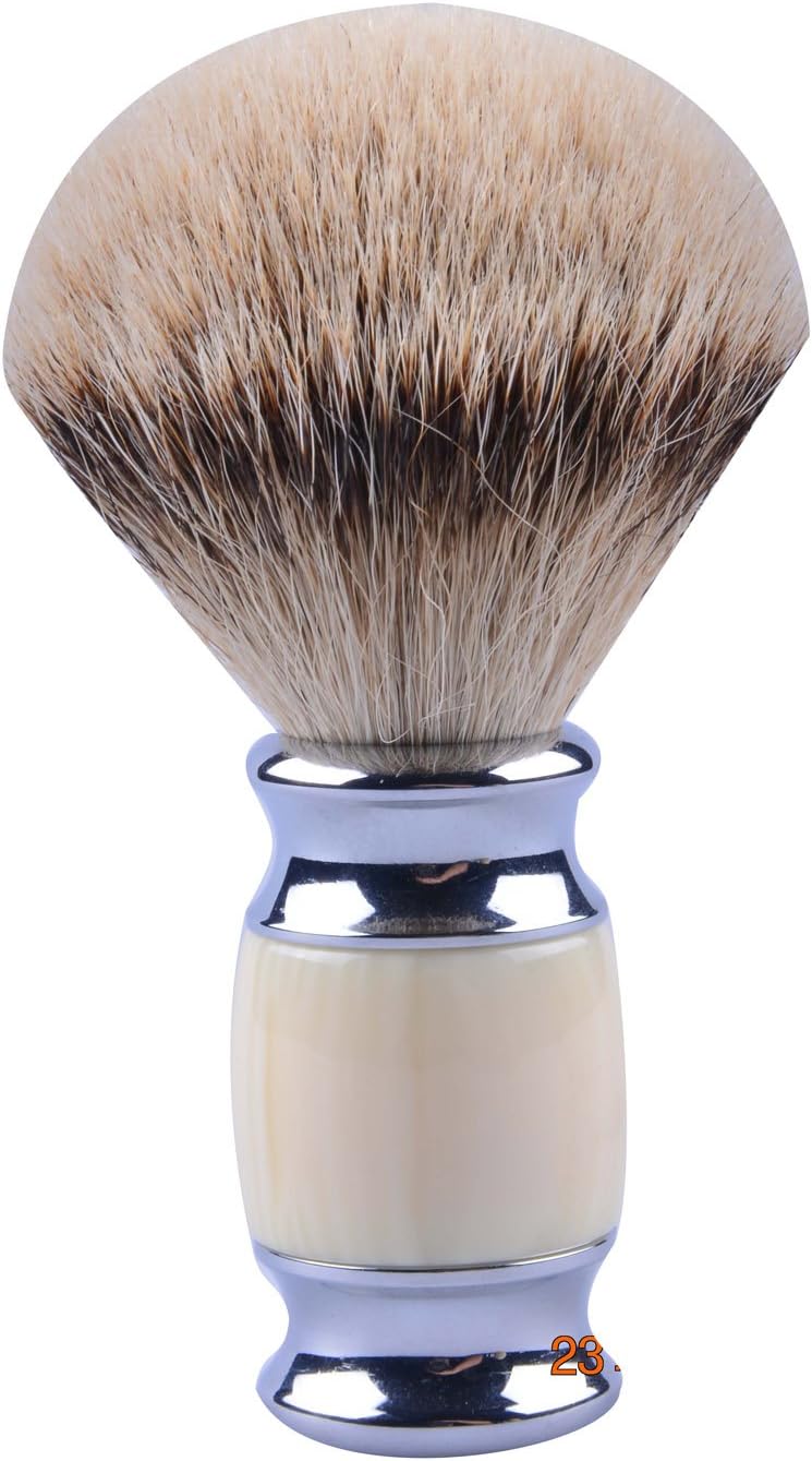 CSB Luxury Shaving Brush with Silvertip Badger Hair Faux Ivory Handle for Men Shaving