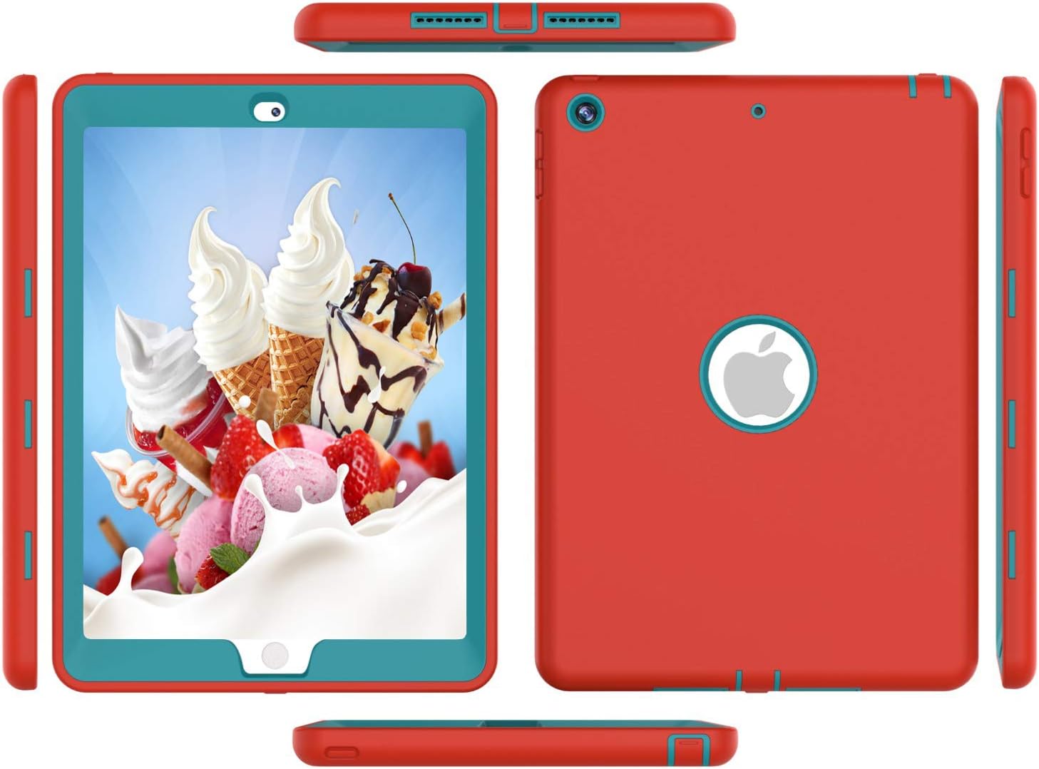 trendmart Ipad case 4th Generation, Ipad 3 Gen Case, High-Impact Shock Absorbent Silicone Hard Plastic Dual Layer Protective Case for IPad 2/3/4 Gen Models A1458 A1430 A1416 Red Blue