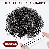 Hanyousheng 1000 Pcs Hair Elastics Black with 2 Tools Braiding Remover Hook view 3