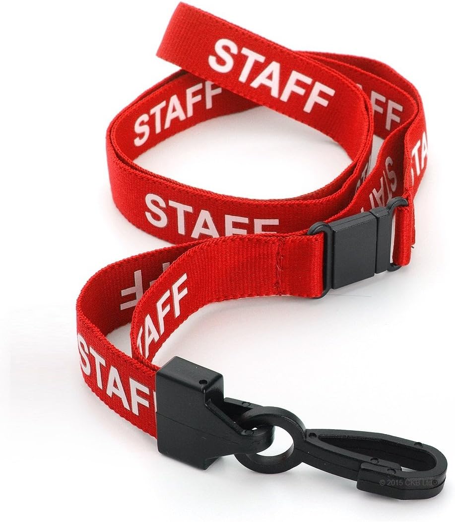 CKB LTD® 50x Red STAFF LANYARDS Breakaway Safety Lanyard Neck Strap