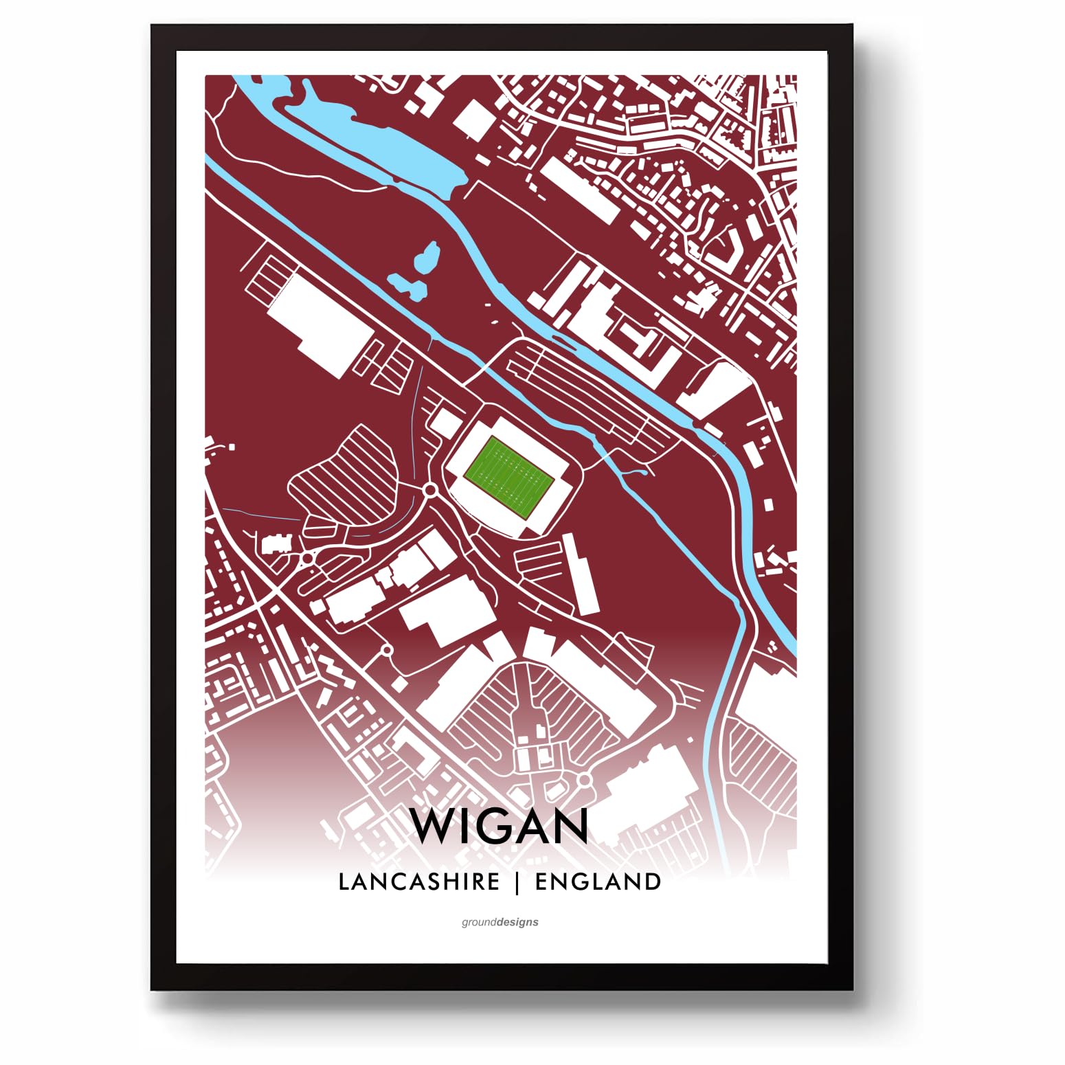 GroundDesigns WIGAN WARRIORS Rugby League Gift BRICK COMMUNITY STADIUM Unframed A3 Art Print WWRLFC