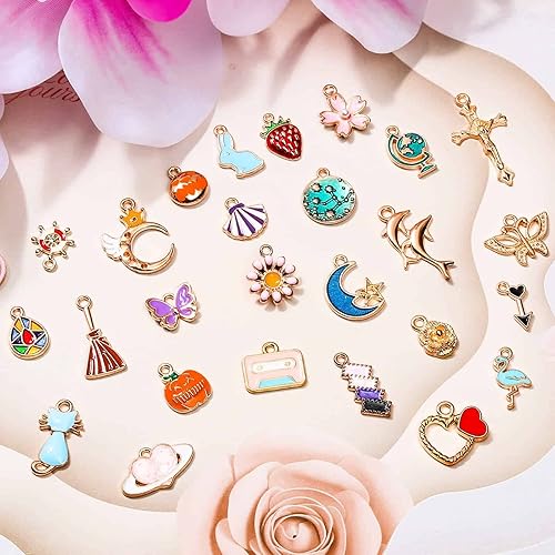 400Pcs Charms for Jewelry Making, Assorted Enamel Bracelet Bangle