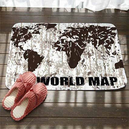 ZHAOXIANGXIANG 3D Druck Fußmatte,Weltkarte Im Nordischen Stil