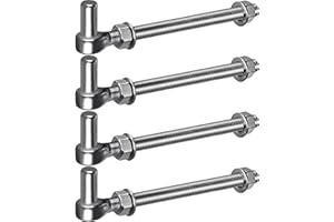 Insaga M16x 10'' J-Bolt Gate Hinge, 304 Stainless Steel J-Bolt Post Hinge for Farm Gate, 5/8" Male Pin J-Bolt Hinge for Chain Link Fence Gate, Gate Hinges for Metal Gates (4Pcs)