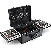 MoyRetty Professional Barber Case with Cap Clear dustproof, Barber Suitcase 6 Clipper Slots & 8 Shear Holders, 17.13" Portable Aluminum Organizer for Hair Stylists & Pet Groomers