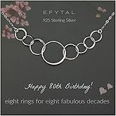 EFYTAL 80th Birthday Gifts for Women, Sterling Silver Eight Circle Necklace for Her, 80 Year Old Birthday Gifts for Women, Birthday Decorations
