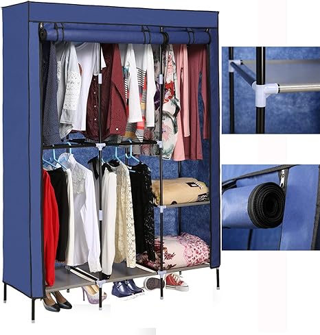 Amazon Com Elifine Portable Wardrobe Clothes Closet Storage Organizer With Non Woven Fabric Freestanding Portable Closet Strong Shelves Quick And Easy To Assemble Home Kitchen