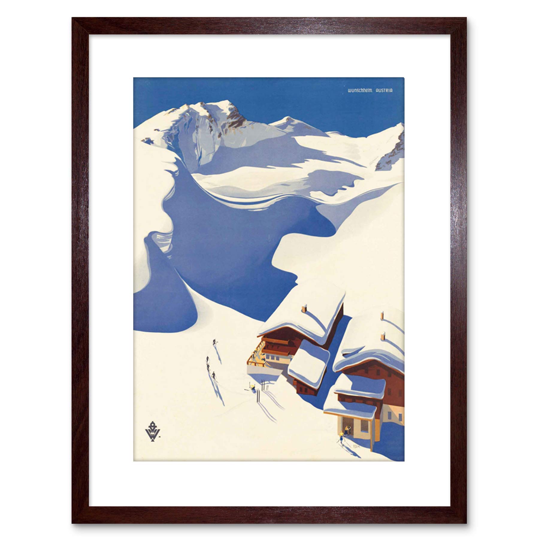 Wee Blue Coo 9x7 '' TRAVEL SPORT SNOW SKI CHALET ALPS AUSTRIA FRAMED ART PRINT F97X1551
