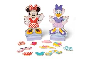 Melissa & Doug Disney Minnie Mouse and Daisy Duck Deluxe Wooden Magnetic Dress-Up; 2 Fashion Dolls with Stands for Pretend Play, 52 Pieces - FSC Certified
