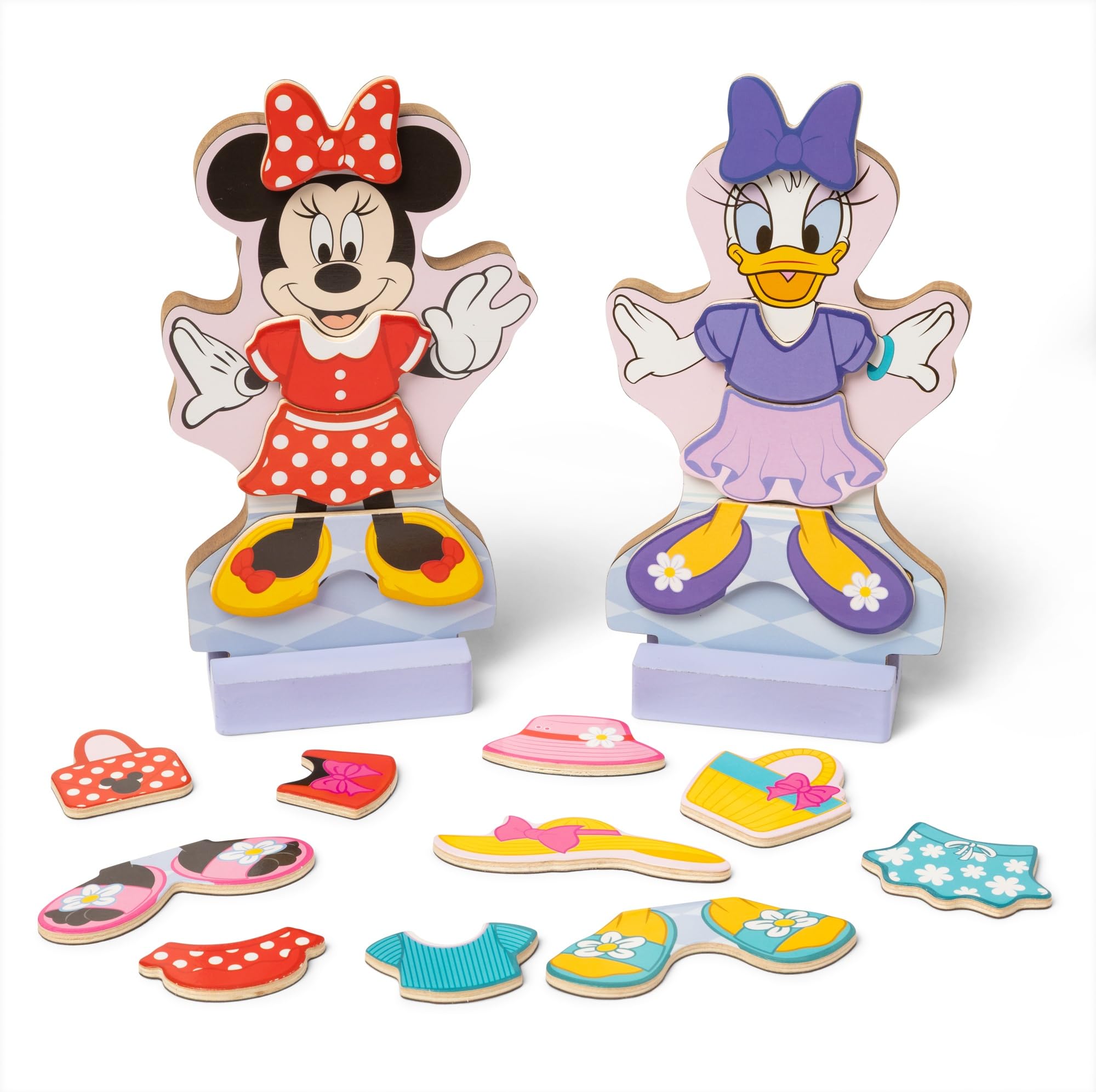 Photo 1 of Melissa & Doug Disney Minnie Mouse and Daisy Duck Deluxe Wooden Magnetic Dress-Up; 2 Fashion Dolls with Stands for Pretend Play, 52 Pieces - FSC Certified