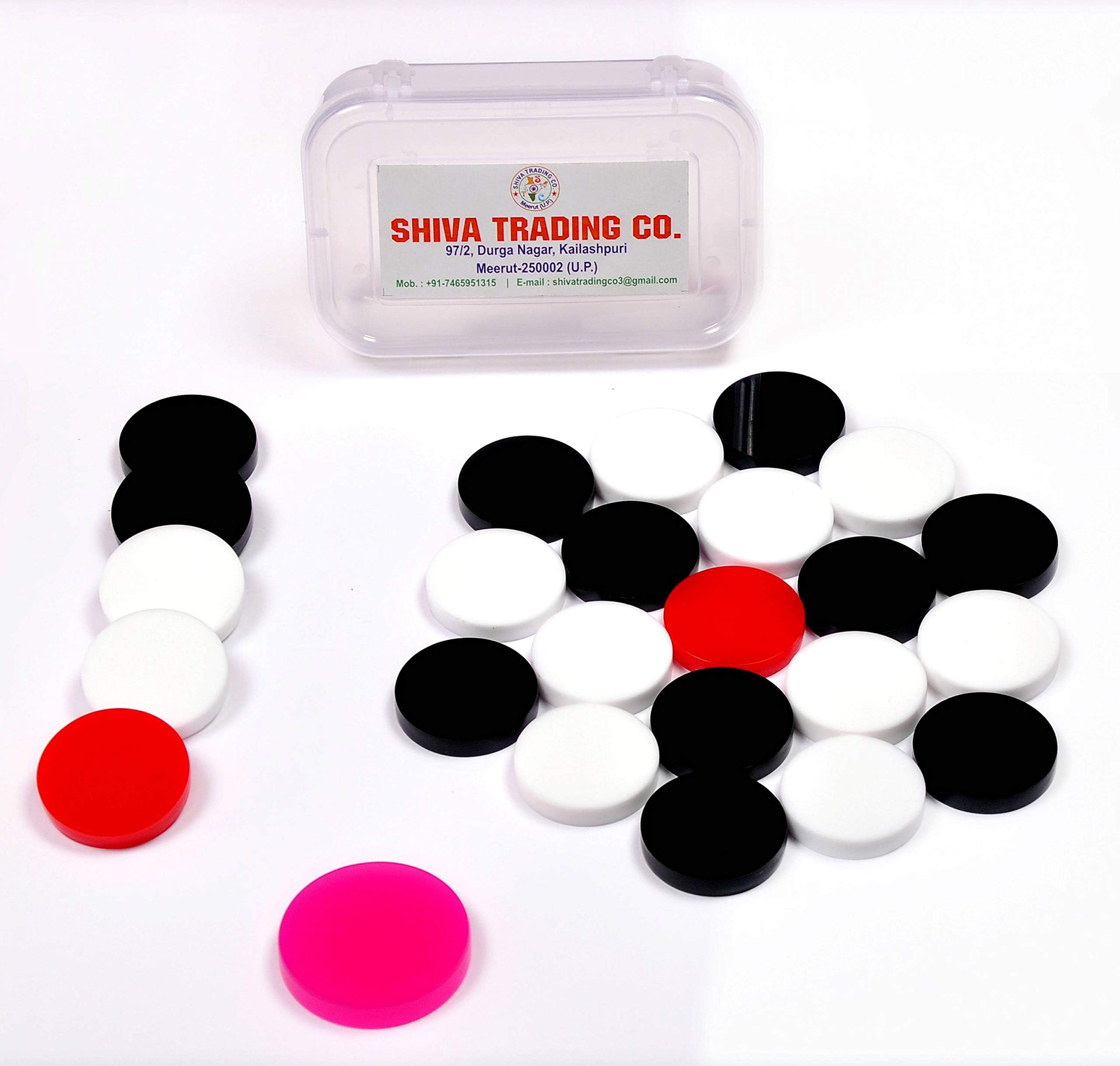 STC 6MM Acrylic Sheet Carrom/Carom Coins and Striker Set (Pack of 25) (Solid)