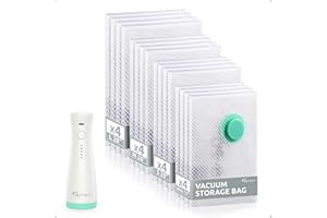 NUTICT Vacuum Storage Bags for Travel, 2000mAh Rechargeable Electric Pump, Reusable Long-Term Storage Bag for Clothes and Bla