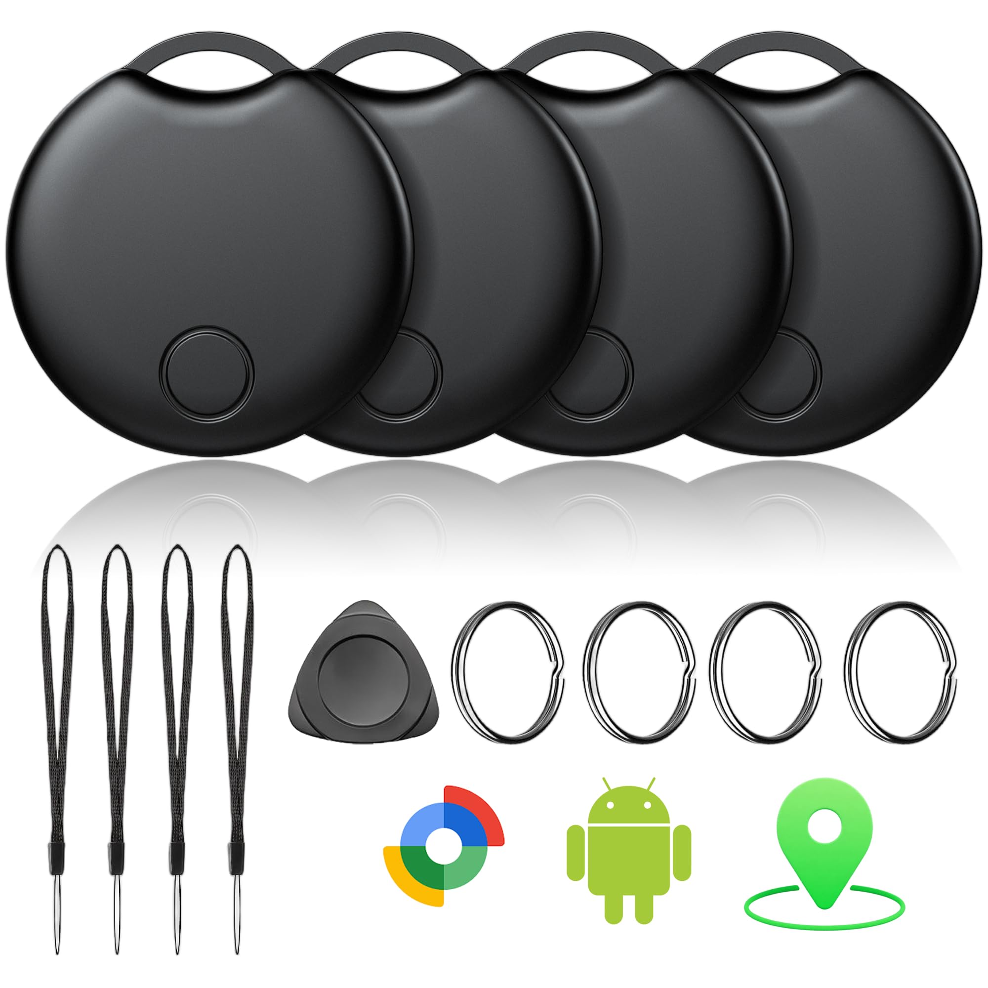 Photo 1 of Air Tracker Tags-4 Pack for Android, Bluetooth Tracker Works with Google’s Find Hub | Android Only | Replaceable Battery | Water- Resistance (4 Black)