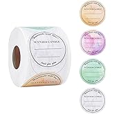 PH PandaHall 2 Inch Candle Stickers, 500pcs Waterproof Scented Candle Labels 4 Colors Handmade Candle Jar Stickers Self Adheisive Candle Labels for Candle Tins, Candle Boxes Packaging