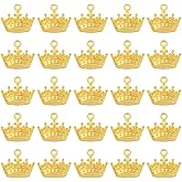 SUNNYCLUE 1 Box 60Pcs Gold Crown Charms Tiara Charms Bulk Alloy Metal Antique Royal Flat Small Dangle King Small Lovely Queen Pendants for Jewelry Making Supplies DIY Crafts Earring Bracelet Women