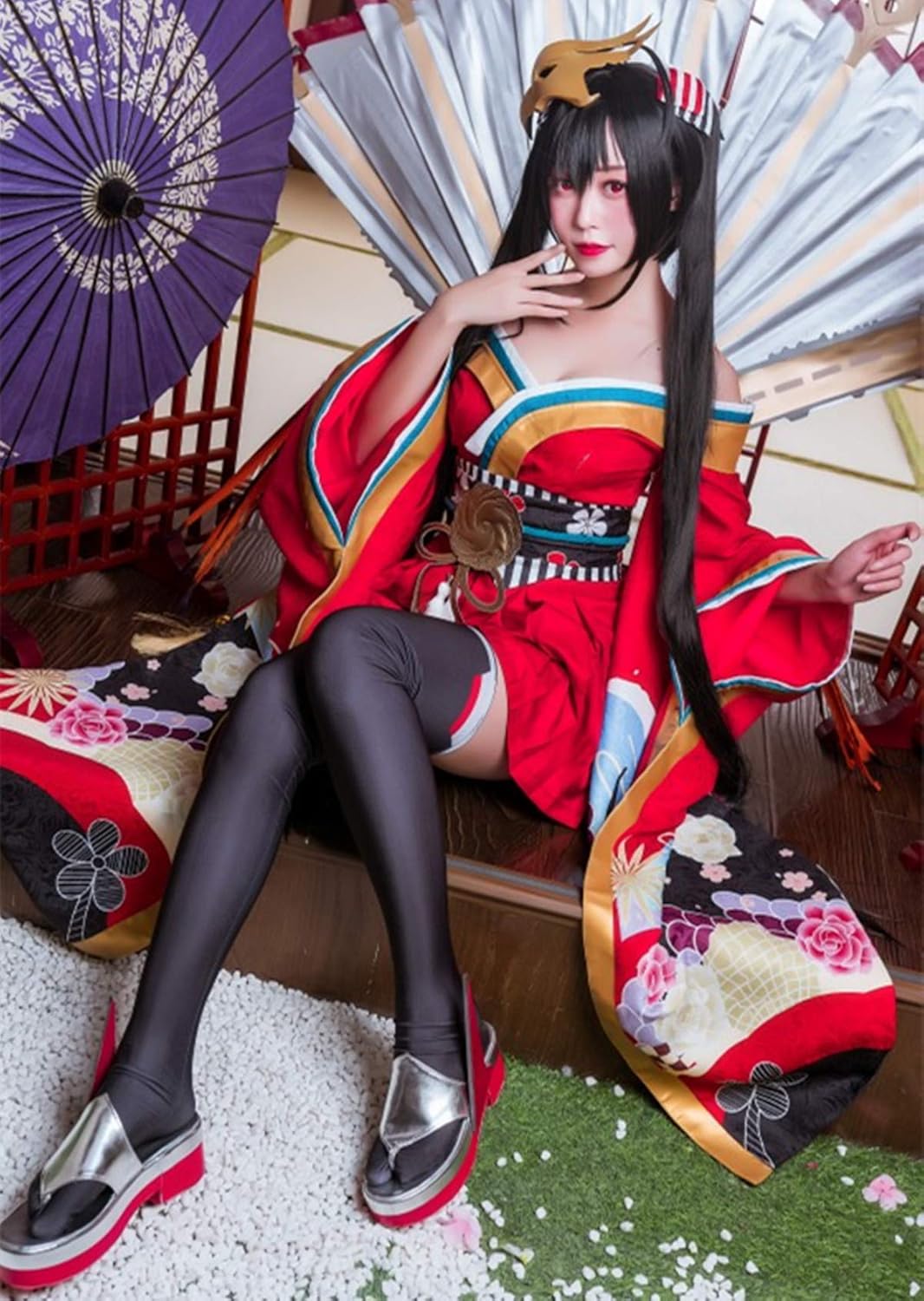 Amazon Hicosplay 大鳳 アズールレーン コスプレ 衣装 和服 鹩 レア G13 重桜 戦艦 コスチューム ウィッグ追加可能 衣装セット S コスプレ 仮装 通販