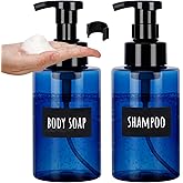 Segbeauty 13.5oz Plastic Foaming Soap Dispenser, 2pcs Reusable Soap Dispenser Foaming, 400ml Empty Plastic Foamer Bottle with Pump, Press Pump Foam Bottles with Waterproof Labels for Hand Wash